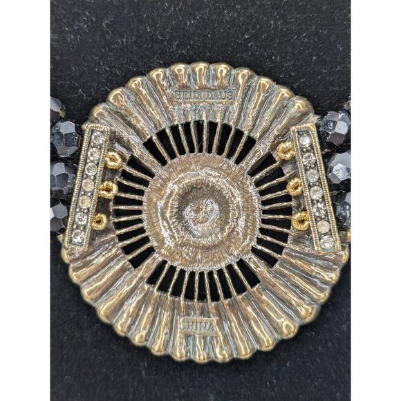 HEIDI DAUS "Belgian Disc" Crystal 3-Row Beaded Necklace Black 20" Adjustable - Picture 6 of 8